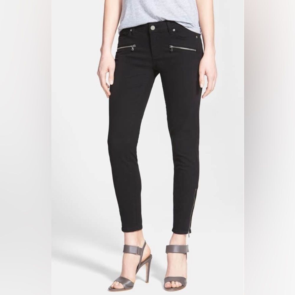 Paige Jane Ankle Zip Ultra Slim Skinny Black Overdye Jeans size 26